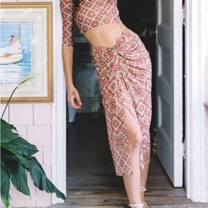 Cara Cara Green Paisley Print Skirt, XS